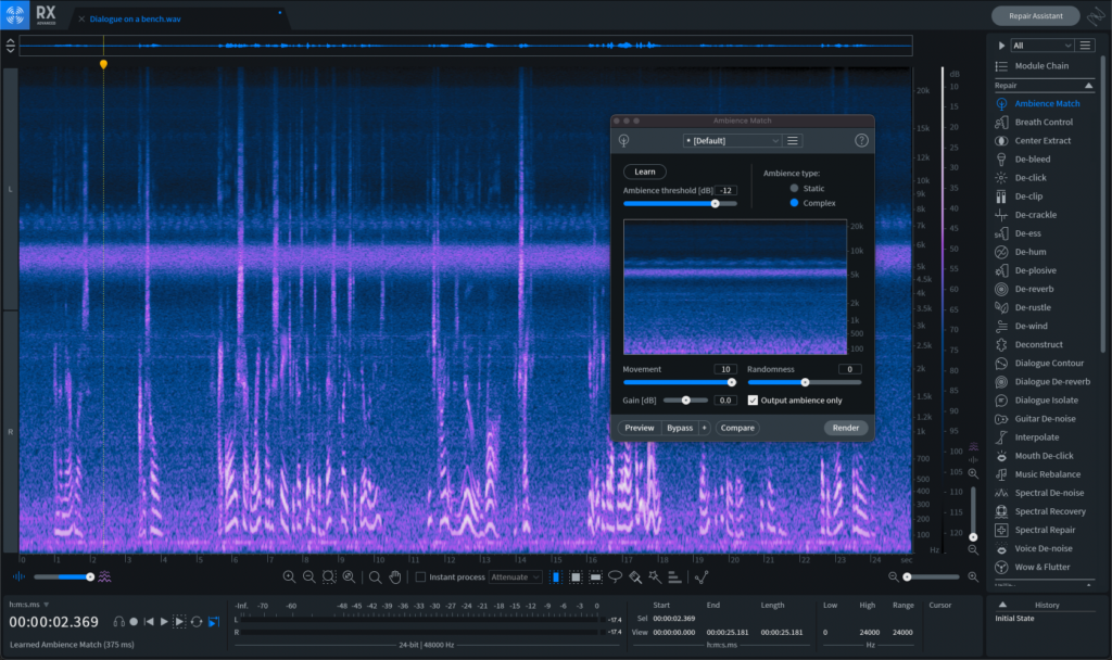 iZotope RX 9 Advanced Amibience Match