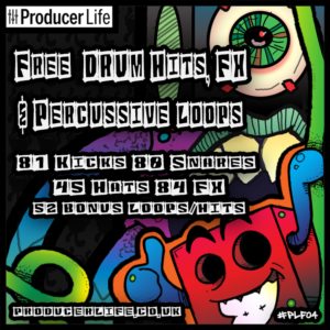 EDM Sample Packs, Sound Loops & VST reviews 12 free_drum_fx_percussive_hits_and_loops_cover_art_by_producer_life_plf04