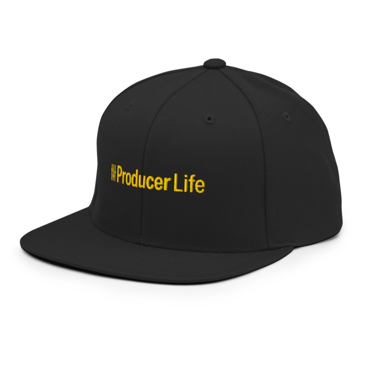 classic-snapback-black-left-front-6acba2a07c260.webp Producer Life Gold Logo Snapback Hat