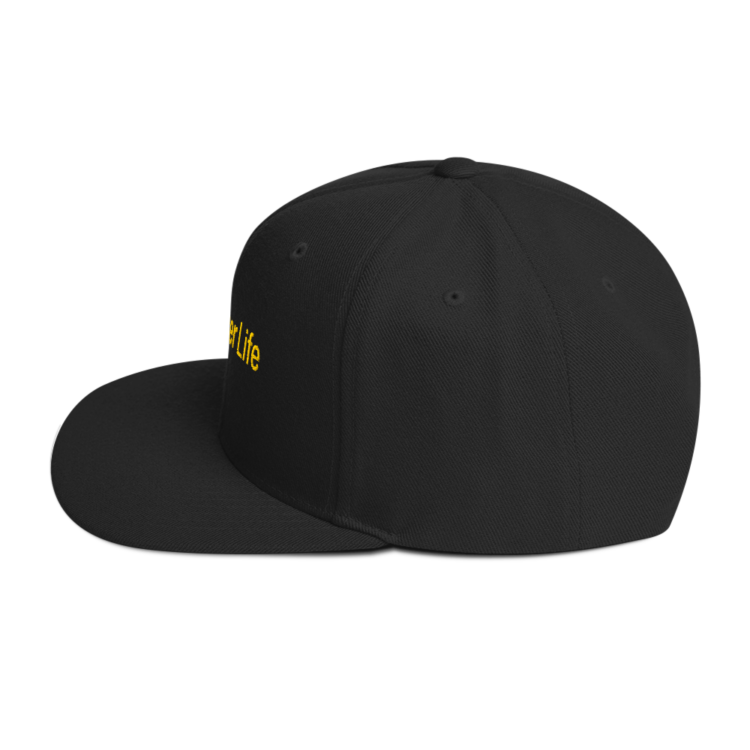 classic-snapback-black-left-side-6acc18dcef455.webp Producer Life Gold Logo Snapback Hat