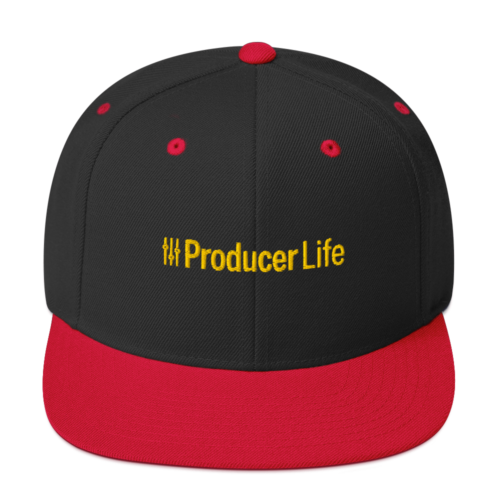 classic-snapback-black-red-front-6acfb85225d4f.webp Producer Life Gold Logo Snapback Hat