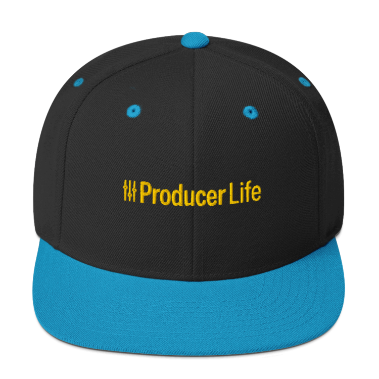 classic-snapback-black-teal-front-6acc18dcefc1d.webp Producer Life Gold Logo Snapback Hat