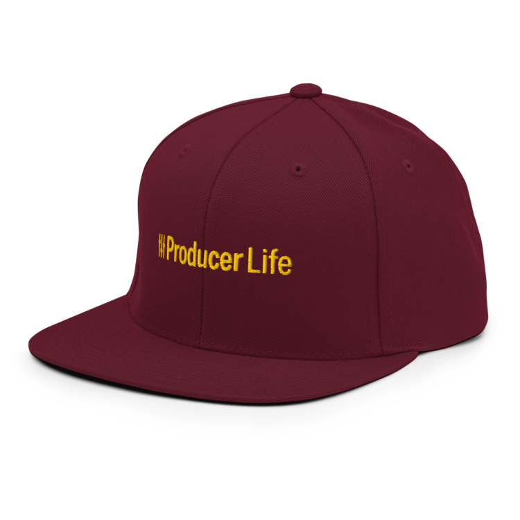 classic-snapback-maroon-left-front-6acba2a07c31d.webp Producer Life Gold Logo Snapback Hat