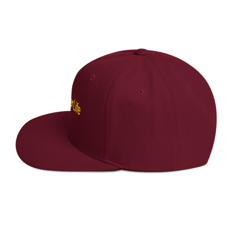 classic-snapback-maroon-left-side-6acc1825530a5.webp Producer Life Gold Logo Snapback Hat