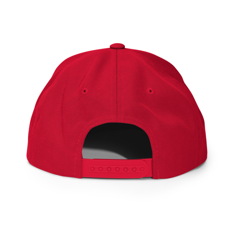 classic-snapback-red-back-6acba2a07b1eb.webp Producer Life Gold Logo Snapback Hat