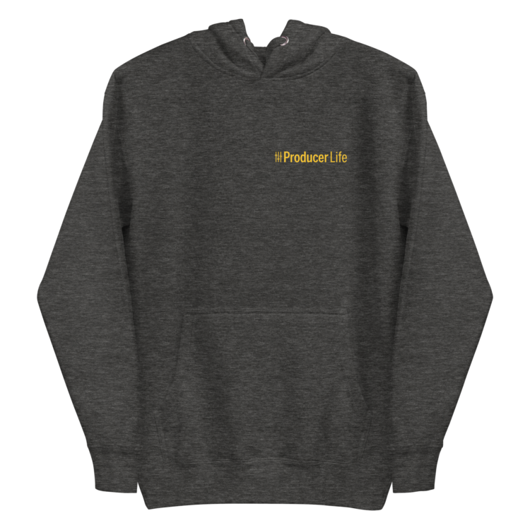 unisex-premium-pullover-hoodie-charcoal-heather-front-6acad82342621.webp Producer Life Gold Logo Unisex Premium Pullover Hoodie