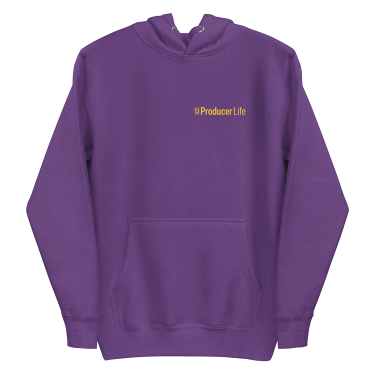 unisex-premium-pullover-hoodie-purple-front-6acad823490e4.webp Producer Life Gold Logo Unisex Premium Pullover Hoodie