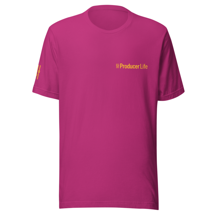 unisex-staple-t-shirt-berry-front-6acb879fc34a5.webp Producer Life Gold Logo Unisex Staple T-Shirt | Bella