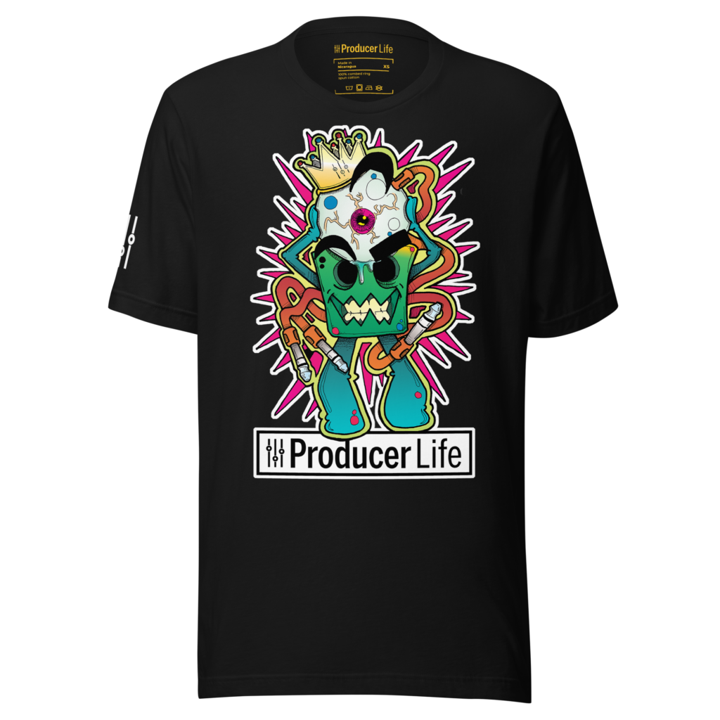 Free Sample Packs for Music Production (100% Royalty-Free) | Producer Life 3 "King Eye" Unisex Staple T-Shirt | Bella