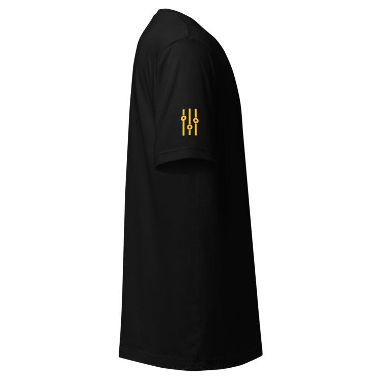 unisex-staple-t-shirt-black-right-6acb879fd16ef.webp Producer Life Gold Logo Unisex Staple T-Shirt | Bella