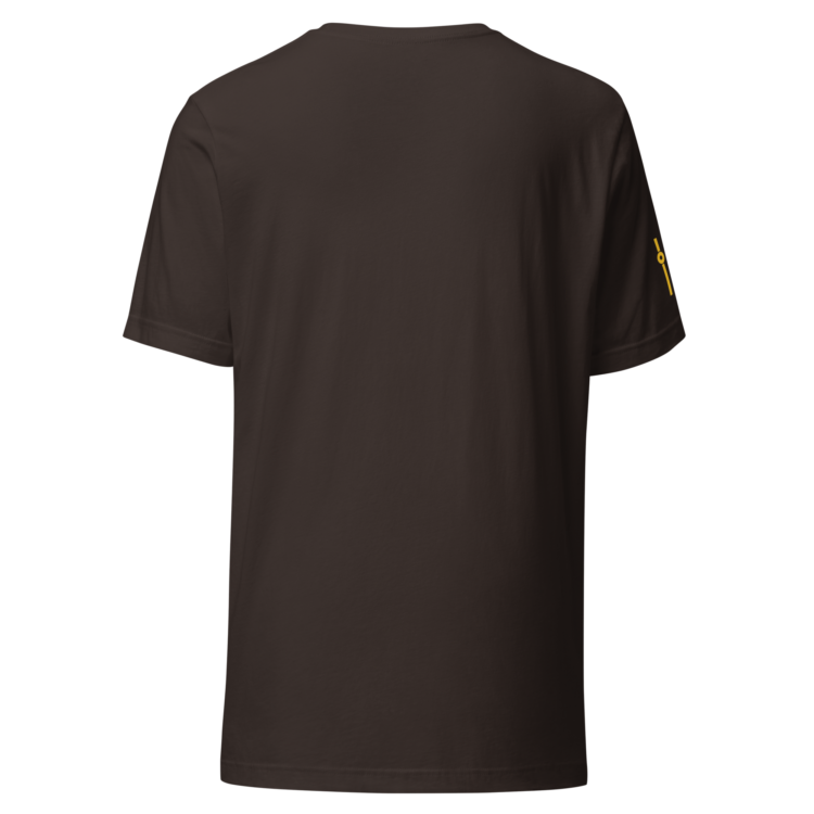 unisex-staple-t-shirt-brown-back-6acb879fcf96e.webp Producer Life Gold Logo Unisex Staple T-Shirt | Bella
