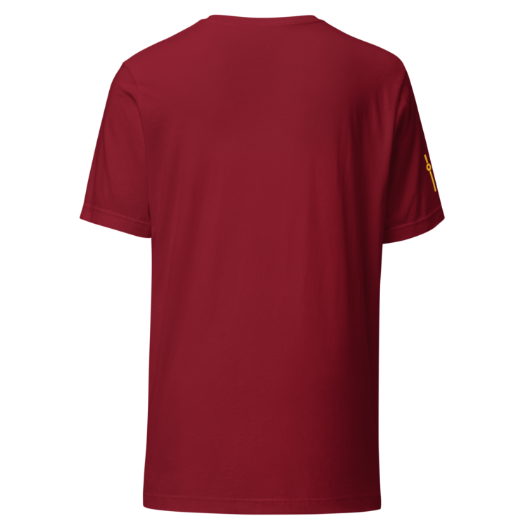 unisex-staple-t-shirt-cardinal-back-6acb879fcf9ca.webp Producer Life Gold Logo Unisex Staple T-Shirt | Bella
