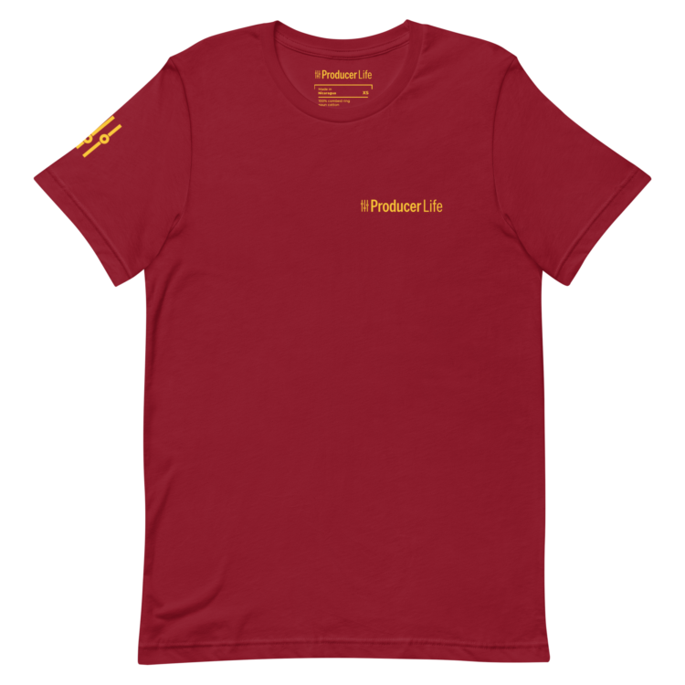 unisex-staple-t-shirt-cardinal-front-6ad0039d141e6.webp Gold Label Producer Life Unisex Tee
