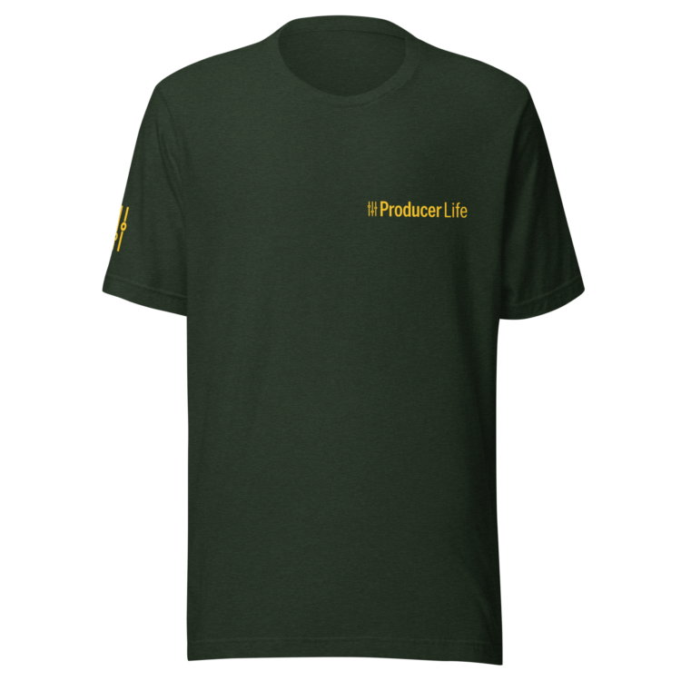 unisex-staple-t-shirt-heather-emerald-front-6acb879fcdf52.webp Producer Life Gold Logo Unisex Staple T-Shirt | Bella