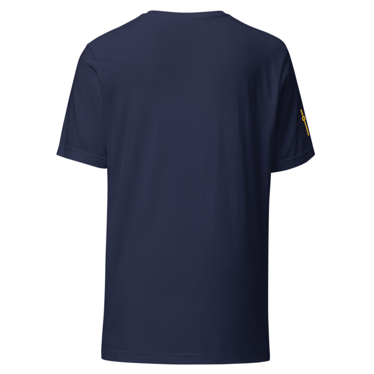 unisex-staple-t-shirt-navy-back-6acb879fcfa81.webp Producer Life Gold Logo Unisex Staple T-Shirt | Bella