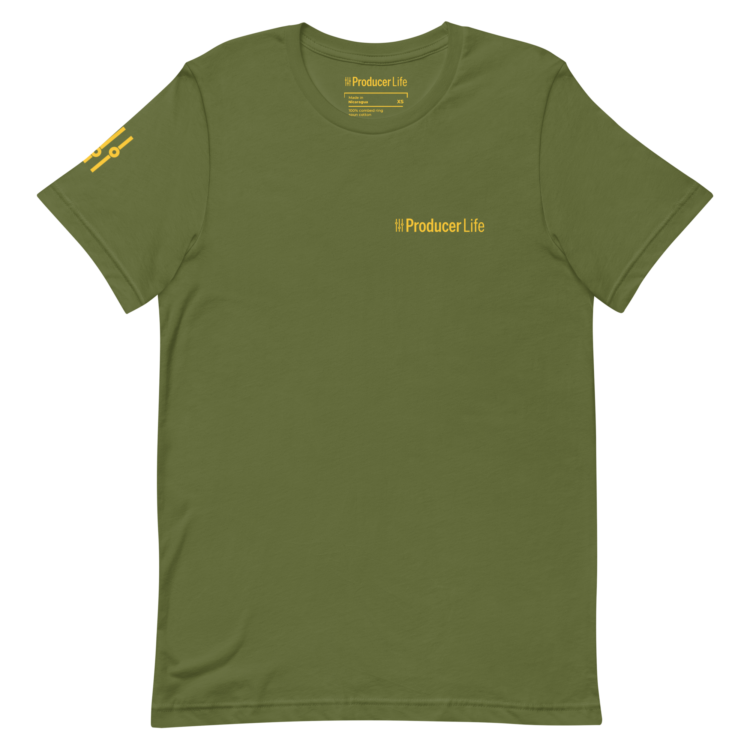 unisex-staple-t-shirt-olive-front-6ad0039d31fbf.webp Gold Label Producer Life Unisex Tee