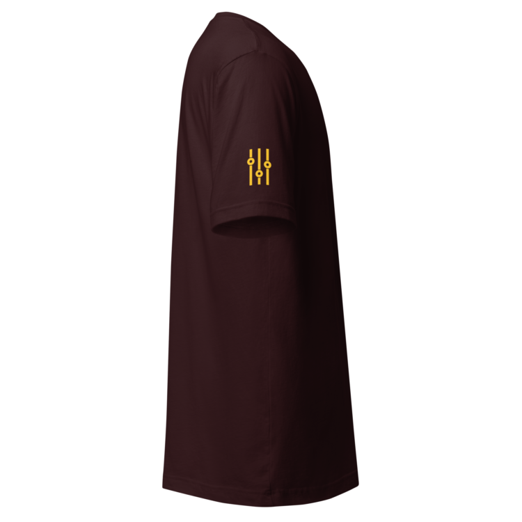 unisex-staple-t-shirt-oxblood-black-right-6acb879fd18f3.webp Producer Life Gold Logo Unisex Staple T-Shirt | Bella