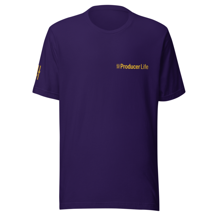 unisex-staple-t-shirt-team-purple-front-6acb879fcc529.webp Producer Life Gold Logo Unisex Staple T-Shirt | Bella