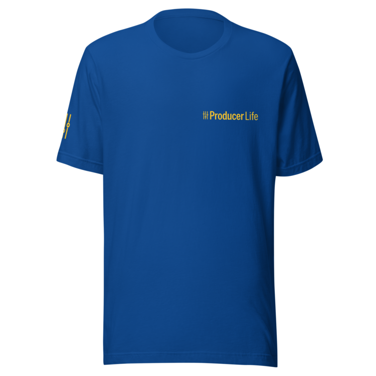 unisex-staple-t-shirt-true-royal-front-6acb879fcb7bb.webp Producer Life Gold Logo Unisex Staple T-Shirt | Bella